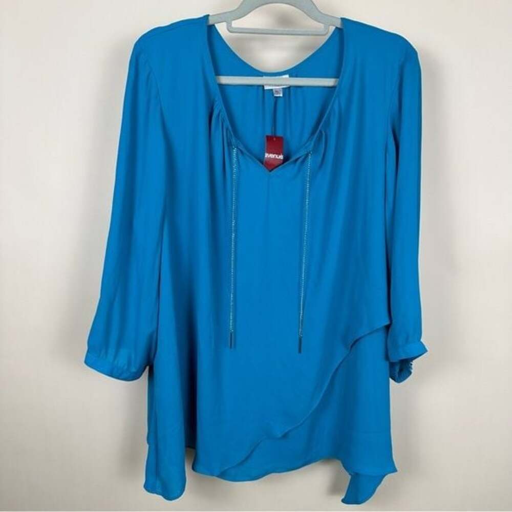 Avenue Woman’s Flowy Blouse, Size 18/20, Teal, Swoop Neck
